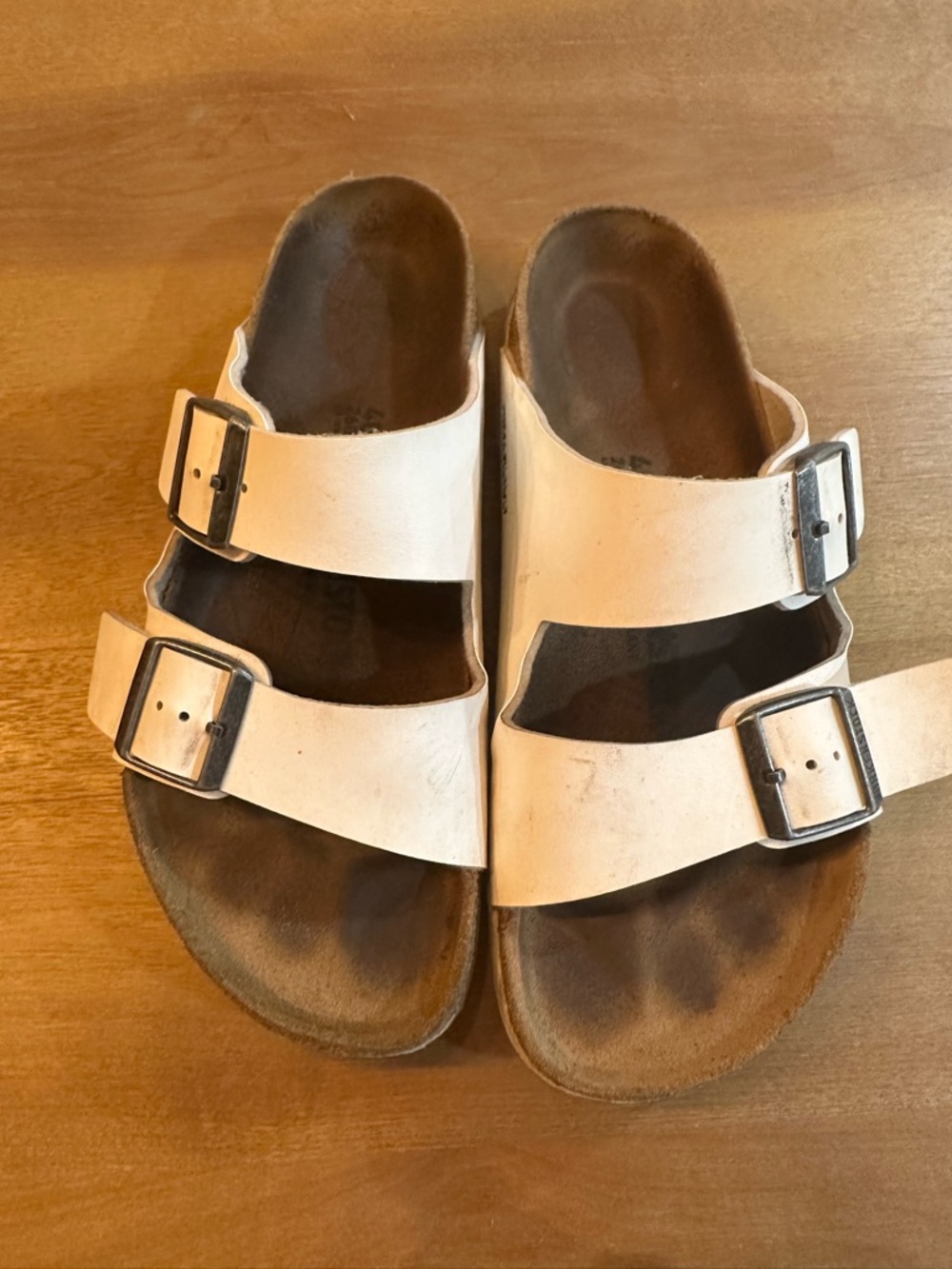 Birkenstock White Double-Buckle Slide Sandals